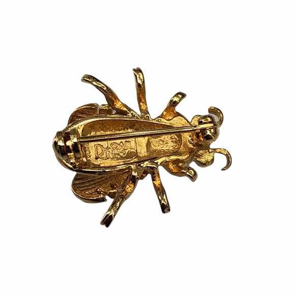 VINTAGE JOAN RIVERS ENAMEL & GOLD TONE HONEY BEE BROOCH - Picture 11 of 16